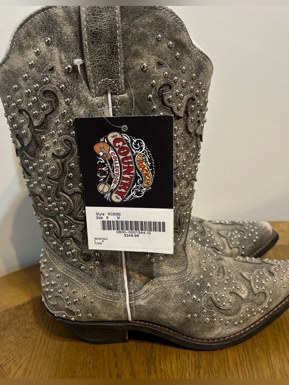 Rockin Country  Studded Suede Western Rodeo Country Boots Womens 8M